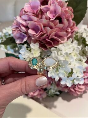 Kendra Scott Ring in turquoise and white with gold accents